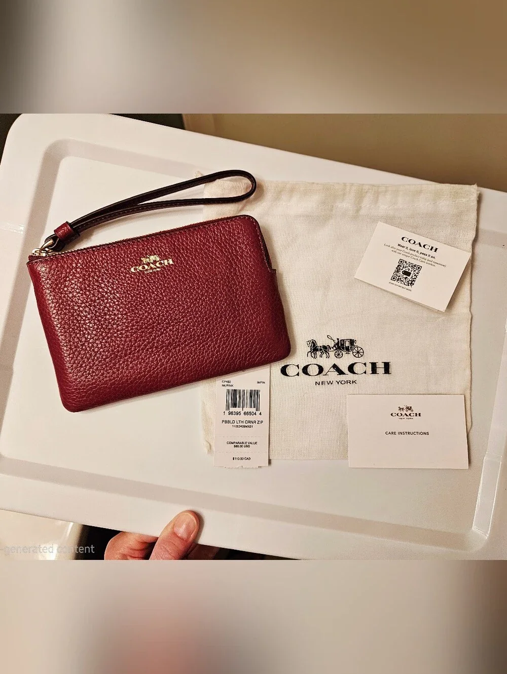 Coach Corner Zip Wristlet +Dust Bag - Picture 3 of 16